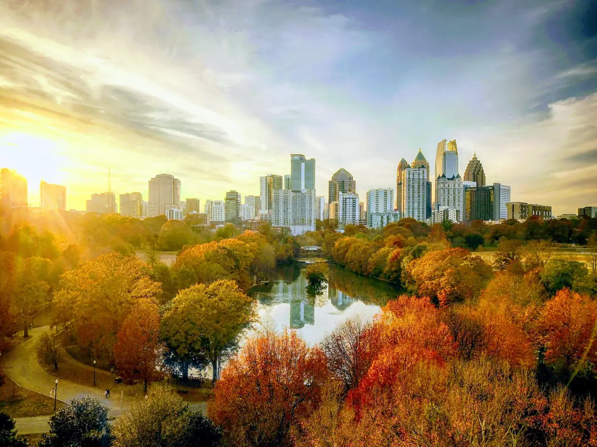 Metro Atlanta skyline at sunset — SepticRooter service area